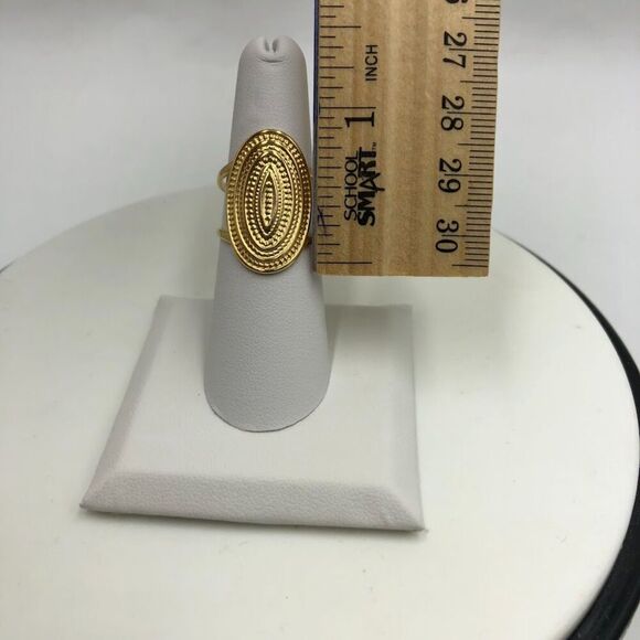 18K Gold Plated Women's Finger Ring Textured Open Back Everyday Modern Fashion - Picture 9 of 9